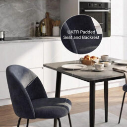 Fwstyle 5 Piece Robyn Dining Set 180X90Cm Walnut Table & 4 Steel Blue Dining Chairs - thumbnail 5