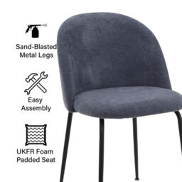 Fwstyle 5 Piece Robyn Dining Set 180X90Cm Walnut Table & 4 Steel Blue Dining Chairs - thumbnail 6