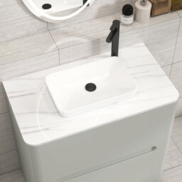 Royal Bathrooms Venice 800mm Dove Grey Freestanding Bathroom Countertop Vanity Unit 2 Drawer With Qubix Basin - thumbnail 6