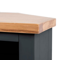 Farro Charcoal Grey 90Cm Corner Tv  Unit - Fully Assembled - Painted With Oak Top By Roseland Furniture - thumbnail 4