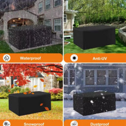 Heavy Duty Outdoor Patio Furniture Cover - Waterproof, Uv & Weather Resistant - 152X104X71Cm Black - thumbnail 3