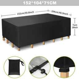 Heavy Duty Outdoor Patio Furniture Cover - Waterproof, Uv & Weather Resistant - 152X104X71Cm Black - thumbnail 2