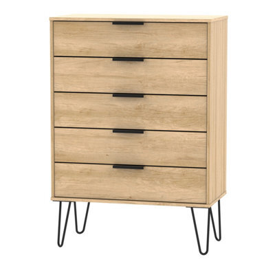 Osaka 5 Drawer Chest Of Drawers In Nebraska Oak (Ready Assembled) - image 1