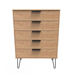 Osaka 5 Drawer Chest Of Drawers In Nebraska Oak (Ready Assembled) - thumbnail 2