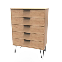 Osaka 5 Drawer Chest Of Drawers In Nebraska Oak (Ready Assembled) - thumbnail 4