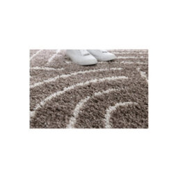 Melrose Voyage Shaggy Taupe Lines Patterned Indoor Medium Area Rug 120/170Cm - thumbnail 2