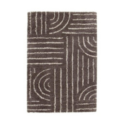 Melrose Voyage Shaggy Taupe Lines Patterned Indoor Medium Area Rug 120/170Cm - thumbnail 4