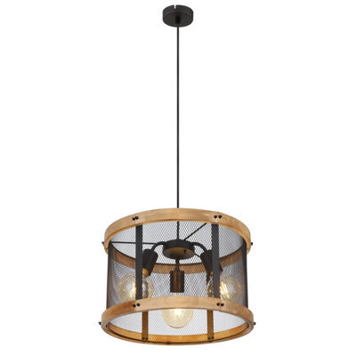 Luminosa Lighting Luminosa Jeanie Cylindrical Pendant Ceiling Light Matt Black 3X E27 - image 1