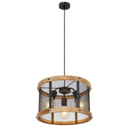 Luminosa Lighting Luminosa Jeanie Cylindrical Pendant Ceiling Light Matt Black 3X E27