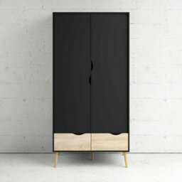 Wyld Haus Sapporo 2-Door 2-Drawer Wardrobe In Black & Natural Oak 2001X987X581mm - thumbnail 6