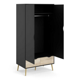 Wyld Haus Sapporo 2-Door 2-Drawer Wardrobe In Black & Natural Oak 2001X987X581mm - thumbnail 5