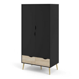 Wyld Haus Sapporo 2-Door 2-Drawer Wardrobe In Black & Natural Oak 2001X987X581mm - thumbnail 4