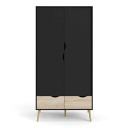 Wyld Haus Sapporo 2-Door 2-Drawer Wardrobe In Black & Natural Oak 2001X987X581mm - thumbnail 3