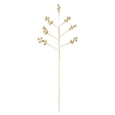 Glitter Berry Pick Christmas Decoration Ornament X 1 73Cm Gold - image 1