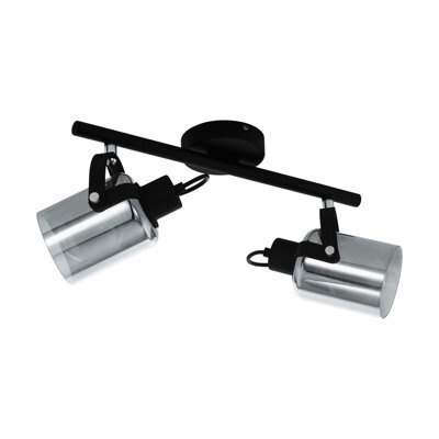 Stylish Black Chrome Flush Ceiling Light With Vaporized Glass Shade - image 1