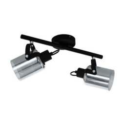 Stylish Black Chrome Flush Ceiling Light With Vaporized Glass Shade - thumbnail 1