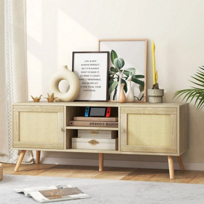 Rattan Tv Stand Media Console Table For Tv Up To 55 Inch - image 1
