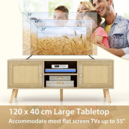 Rattan Tv Stand Media Console Table For Tv Up To 55 Inch - thumbnail 6