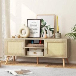 Rattan Tv Stand Media Console Table For Tv Up To 55 Inch - thumbnail 1