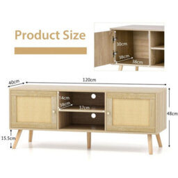 Rattan Tv Stand Media Console Table For Tv Up To 55 Inch - thumbnail 2