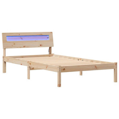 Berkfield Modern With Led Strip Lights Brown 75 X 190 Cm Solid Pine Wood - image 1