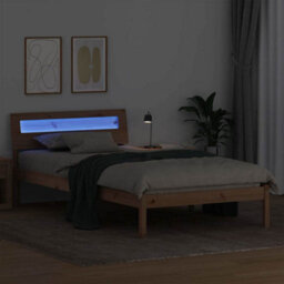 Berkfield Modern With Led Strip Lights Brown 75 X 190 Cm Solid Pine Wood - thumbnail 4