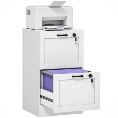 White & 2Drawers Filing Cabinet, Lockable File Cabinet For A4, Letter - image 1