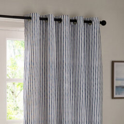 Yard Hebden Striped Cotton Blackout Eyelet Curtains, Navy, (W) 229 X (D) 183Cm - thumbnail 4