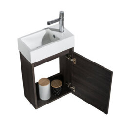 Plum&clay Condense Dark Oak Wall Hung Cloakroom Vanity Unit (W)390mm - thumbnail 3
