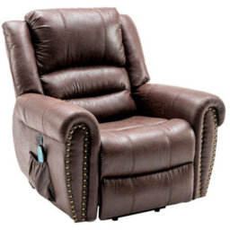 Matteo Brown Faux Leather Power Lift Recliner Chair With Massage & Lumbar Heat For Elderly - thumbnail 2