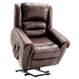 Matteo Brown Faux Leather Power Lift Recliner Chair With Massage & Lumbar Heat For Elderly - thumbnail 7