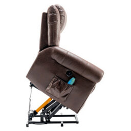 Matteo Brown Faux Leather Power Lift Recliner Chair With Massage & Lumbar Heat For Elderly - thumbnail 4
