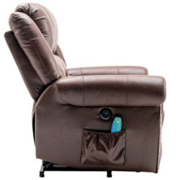 Matteo Brown Faux Leather Power Lift Recliner Chair With Massage & Lumbar Heat For Elderly - thumbnail 3