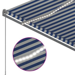 Berkfield Manual Retractable Awning With Led 300X250 Cm Blue And White - thumbnail 5
