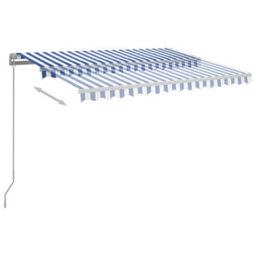 Berkfield Manual Retractable Awning With Led 300X250 Cm Blue And White - thumbnail 3