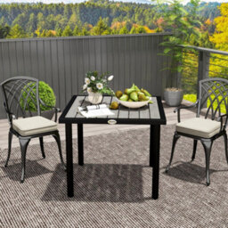 Outsunny Garden Table For 4 Person With Parasol Hole, Light Grey - thumbnail 7