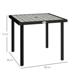 Outsunny Garden Table For 4 Person With Parasol Hole, Light Grey - thumbnail 3