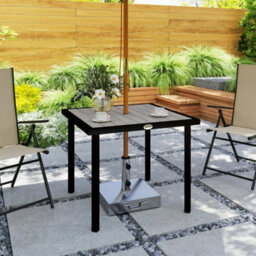 Outsunny Garden Table For 4 Person With Parasol Hole, Light Grey - thumbnail 9