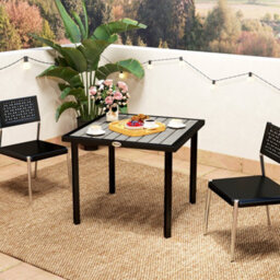 Outsunny Garden Table For 4 Person With Parasol Hole, Light Grey - thumbnail 8
