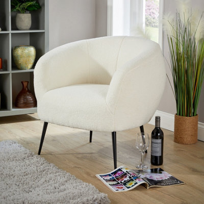 Home Source Elko Round Back White Faux Fur Occasional Accent Chair - image 1