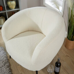 Home Source Elko Round Back White Faux Fur Occasional Accent Chair - thumbnail 4