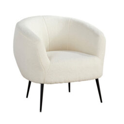 Home Source Elko Round Back White Faux Fur Occasional Accent Chair - thumbnail 7