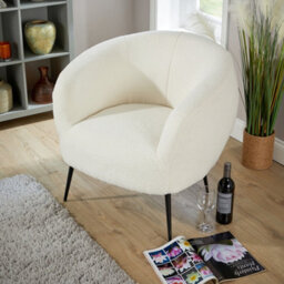 Home Source Elko Round Back White Faux Fur Occasional Accent Chair - thumbnail 2