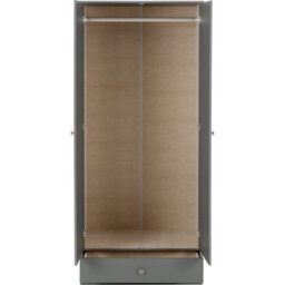 Seconique Denver 2 Door 1 Drawer Mirrored Wardrobe - Grey Gloss - thumbnail 4