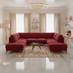 Flavio U Symmetrical Modular Corner Sofa With Dolphin Bed Function Storage Modern Design Red
