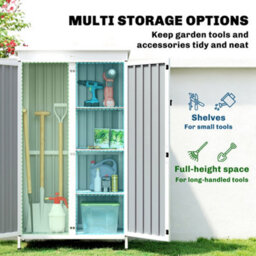 Outsunny Outdoor Storage Cabinet With Removable Shelves, White And Black - thumbnail 5