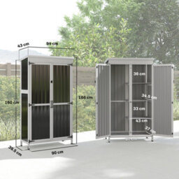 Outsunny Outdoor Storage Cabinet With Removable Shelves, White And Black - thumbnail 3