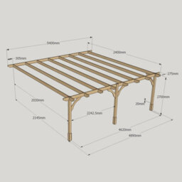 Rutland County Garden Furniture Wall Mounted Premium Pergola 3 Posts - Wood - L240 X W540 X H270 Cm - Rustic Brown - thumbnail 5