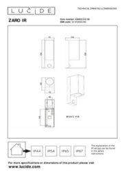 Lucide Zaro Ir Outdoor Up & Down Wall Light With Pir Sensor Black - thumbnail 6