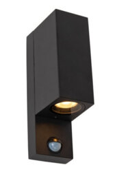 Lucide Zaro Ir Outdoor Up & Down Wall Light With Pir Sensor Black - thumbnail 1